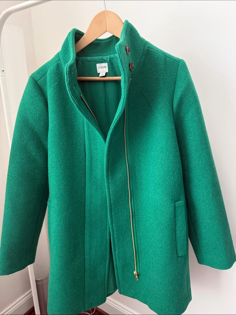 J. Crew Emerald Green Wool Zip-Front Pea Coat Size 6 - Picture 4 of 12